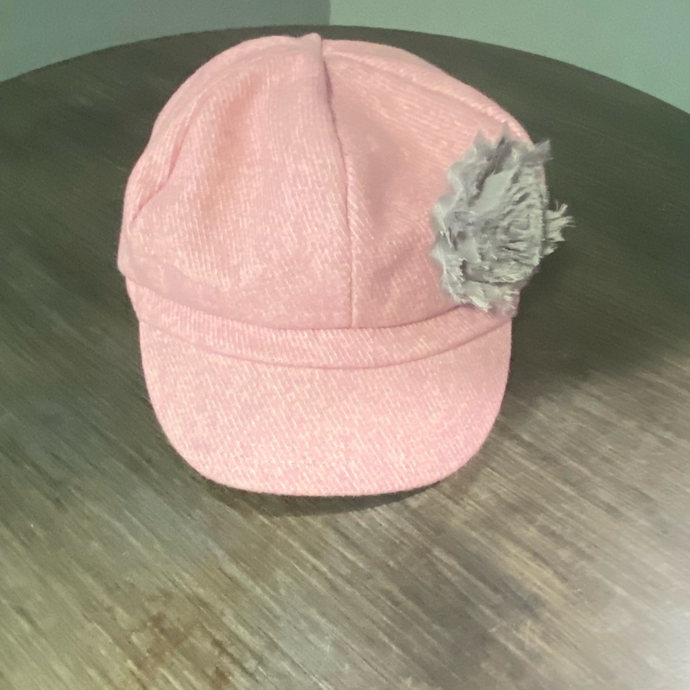 Adorable Pink Newsboy Cap with Flower Accent